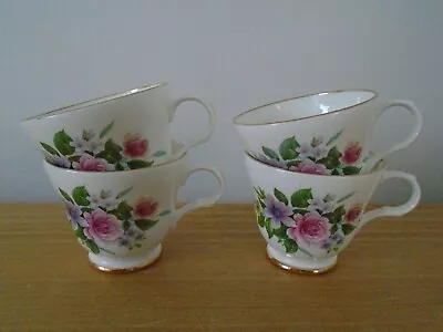 Set Of 4 Vintage Sadler Wellington Bone China Cups - Pink Rose • £6