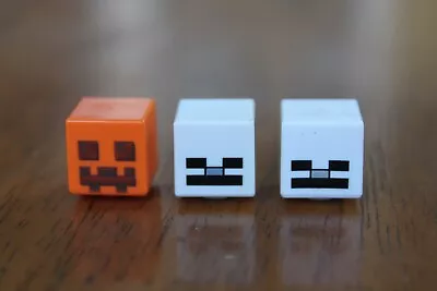 3x LEGO MINIFIGURE MINIFIG Minecraft Skeleton Heads White Orange • $9.90