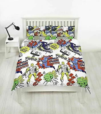£21.95 • Buy  Marvel Comics Avengers Scribble Double Duvet Cover Bed Set Kids Thor Bedroom 