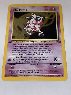Pokémon TCG Mr. Mime Jungle 6/64 Holo 1st Edition Holo Rare • $33.85