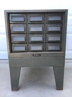 Vintage Industrial Steel Metal 12 Drawer Cataloge File Cabinet By Addressograph • $850