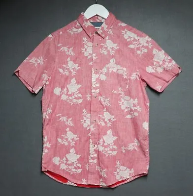 Ben Sherman Men's Shirt XS Short Sleeve Regular Fit Floral Pattern Red Holiday • £15.95