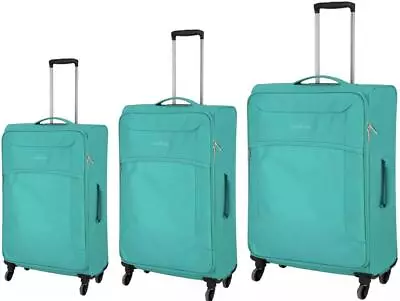 Featherstone 4 Wheel Soft Suitcase Turquoise Set • £39.95