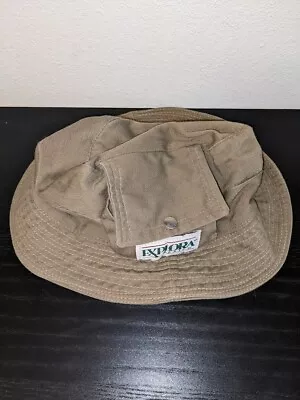 Explora Mexico Mr. Bucket Sun Fishing Cap With Snap Pocket And Loops Tan • $10