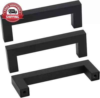 10 Pack Black Square Bar Cabinet Pull Drawer Handle Stainless Steel Modern Hardw • $31.03