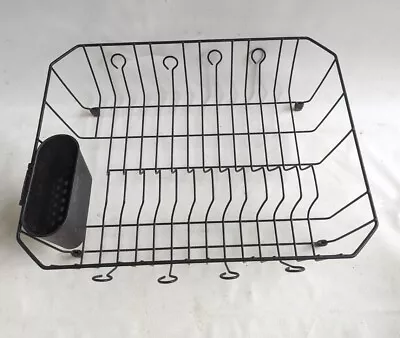 Vtg RUBBERMAID * 14.3'' X 12.4'' X 5.3'' * BLACK METAL DISH DRAINER RACK Utensil • $37.99