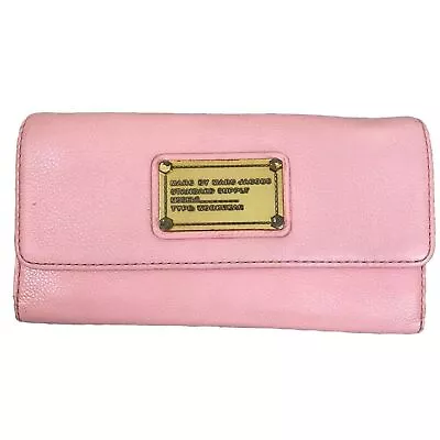 Marc By Marc Jacobs Classic Q Long Trifold Wallet In Pink OS Leather Designer • $34.99