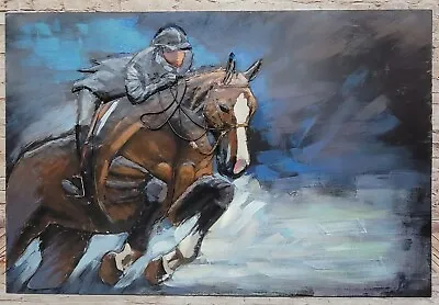 Vintage Universal Statuary Horse Racing Jockey 3d Wall Art Plaque Steeplechase • $199