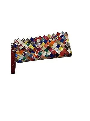 Nahui Ollin Candy Wrapper Clutch/Wristlet Bag Multicolor Unique • $25