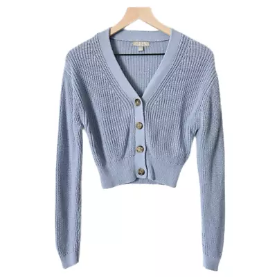 J.Crew Cotton Cashmere Blend Cropped V-Neck Cardigan Sweater Blue Size Small • $31