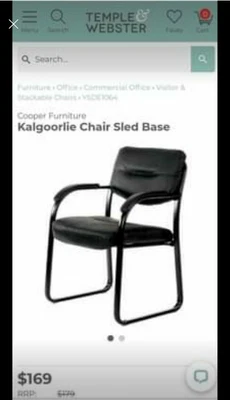 $85 • Buy Brand New Large Computer/Office Chair - Name: Kalgoorlie Chair,Sled Base