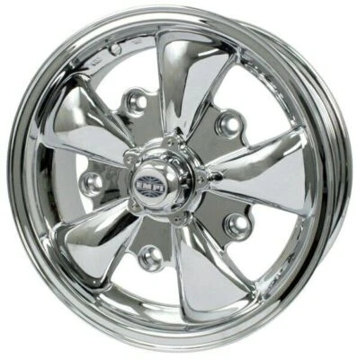 15  X 5-1/2  Vw Bug 5 Lug Chrome Empi 5 Spoke Wheel Includes Cap-Valve Stem • $324.95