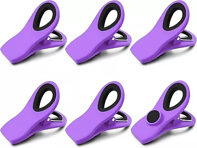 Chip Clips Bag Food Packages Purple Magnetic Clips Fridge Modern Style 6 Pack • $8.39