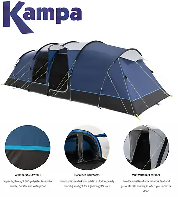 PACKAGE Kampa Watergate 8 Berth Person Poled Tent  9120001258 INC SPS & CARPET • £499.99