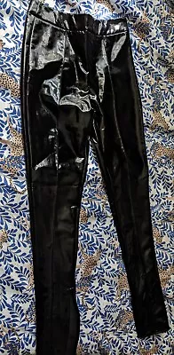 River Island PVC Vinyl Trousers Side Zip Hi Waist Shiny Fetish Club Punk Goth 10 • $24.89