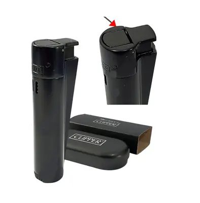 Clipper Jet Flame Metal Lighter Black JETFLAME + Metal Gift Case FAST SERVICE • £8.92