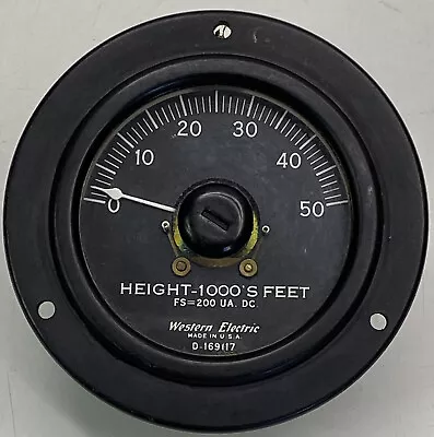 Western Electric Gauge Height 1000's Of Feet Altimeter D169117 • $29.50