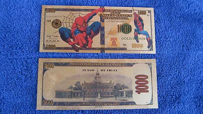 Spider- Man Banknotes Superhero Federal Hereo Reserve Money Coins Spiderman Bill • $1.94