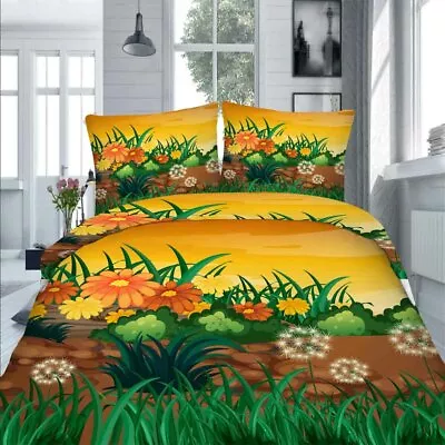 Dandelions And Yellow Flowers 3D Quilt Duvet Doona Cover Set Pillow Case Print • £52.45