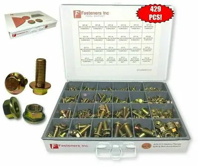 429 Piece Grade 10.9 Metric Flange Bolt & Flange Nut Assortment Kit Yellow Zinc • $119.99