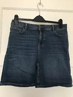 Mantaray Blue Denim Cotton Shorts Size 14 Pockets Holiday • £8.99