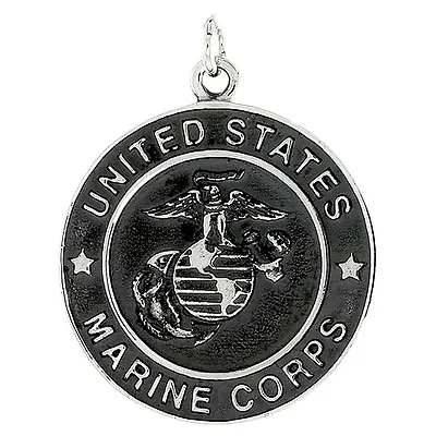 Sterling Silver US Marine Corps Eagle Globe Anchor Pendant Italian Box Chain • $49.99