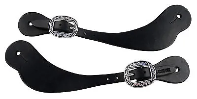 Pr Black Harness Leather Spur Straps Men's Horse Jeremiah Watt Oval Buckles Tack • $29.99