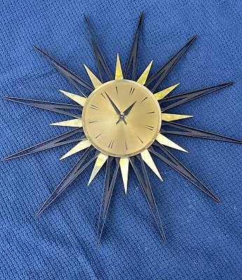 VTG Mid Century Modern Elgin 23 Inch Starburst Sunburst Wall Clock Retro 1960's • $335