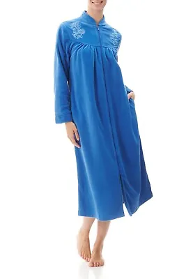 Ladies Givoni Blue Admiral Mid Length Zip Dressing Gown Bath Robe (81) • £46.50