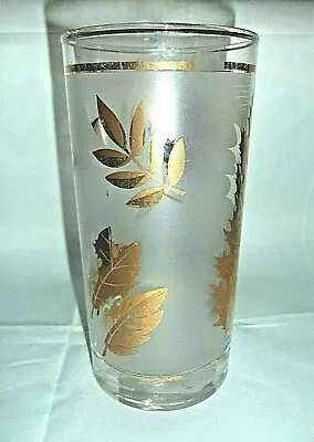 One! 12 Oz. Vintage Libbey Frosted Gold Leaf Water Glass (4 Available) • $6