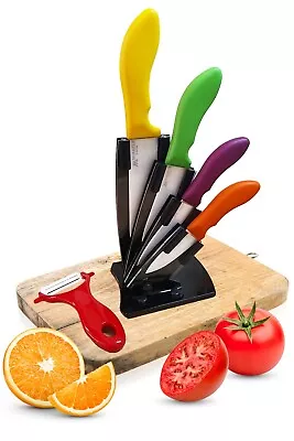 Ceramic Knife Set With Color 6 PCs Stand Included Extra Sharpness Easy Clean • $36