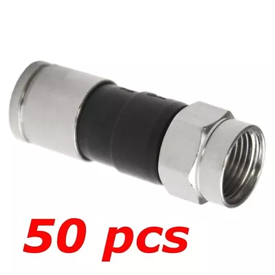 50 Pack Lot - F-Type Compression Connector Male Plug RG6 Quad Shield Coax Cable • $29.95