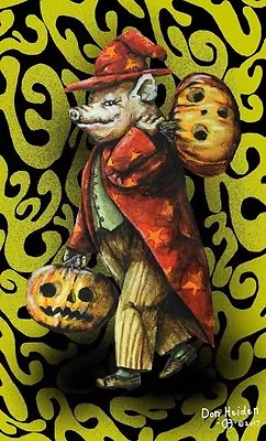 Magic Fantasy The Wizard Of Swinesylvania Signed Numbered Halloween Postcard • £5.30