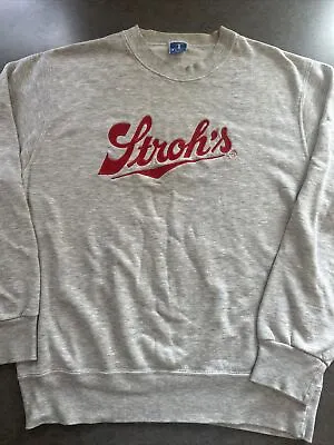 Vintage 80’s Stroh’s Beer Champion Pullover Sweatshirt Size L RARE Embroidered • $149.99