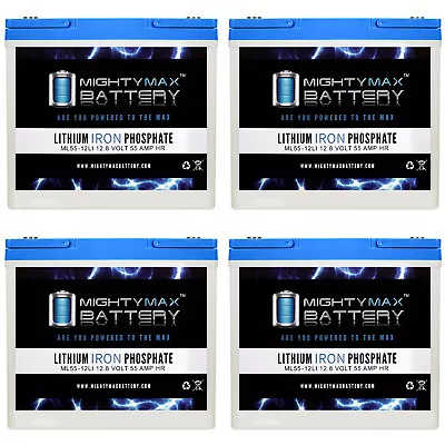 Mighty Max 12V 55AH Lithium Replaces Motor Guide VariMax Trolling - 4 Pack • $769.99