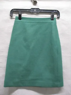 J Crew Womens Skirt 00 Green Wool No. 2 Pencil Skirt Ladies Casual Straight • $17.66