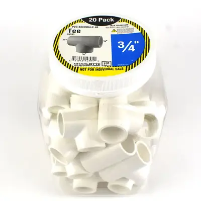 20-Pack PVC Tee Fittings 3/4 In PVC Sch 40 Pressure Fittings Underground Rated • $12.65