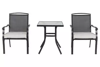 3-Piece Steel Outdoor Furniture Patio Bistro Set With Polyester Cushions Gray • $178.80