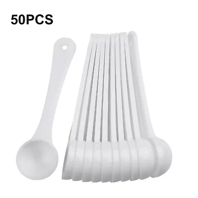 Pack Of 50 White Plastic Measuring Spoons For Food And Medicine Powder • £7.64