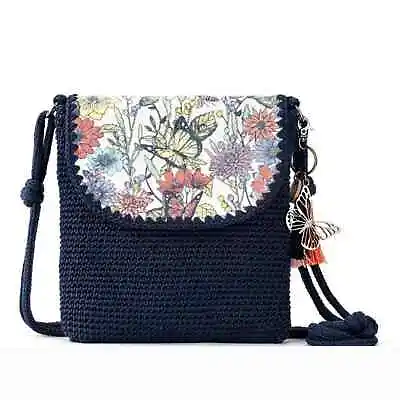 $83.43 • Buy R The Sak Sakroots Sayulita Navy Butterfly Floral Crochet Crossbody Bag NWT