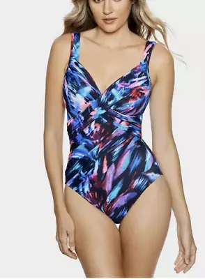 198$ NEW Miraclesuit Swim Fuego Flora Revele  Wrap One-Piece Swimsuit Sz: 12 • $19.95