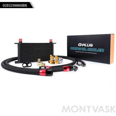 New Universal 19 Row AN10 Engine Oil Cooler + Thermostat Adaptor Kit + Oil Lines • $91.95