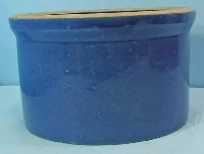 Vtg. Solid Blue Short Squat 5 Quart Stoneware Jar - Monmouth - Macomb - Ruckles • $189.94
