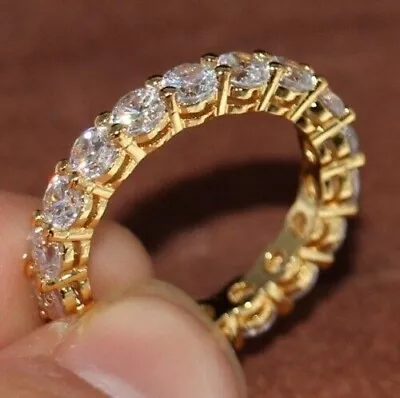 2Ct Lab Created Diamond Full Eternity Wedding Band Ring 14K Yellow Gold Plated • $136.49
