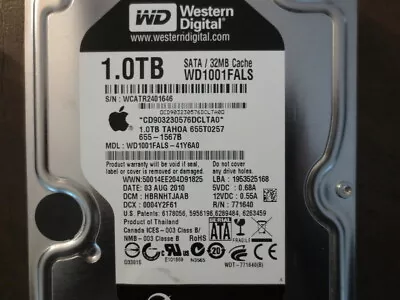 WD WD1001FALS-41Y6A0 DCM:HBRNHTJAAB Apple#655-1567B 1.0TB 3.5  Sata Hard Drive • $91