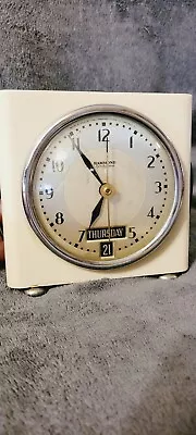 Hammond Clock Synchronous Electric Mantle Shelf Desk Clock With DAY & DATE Works • $5.50