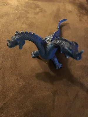 Imperial Blue Two Headed Head Dragon Toy Vintage Hongkong 4.5x3 Inches • $24