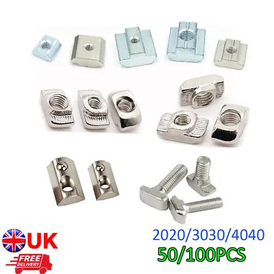 M3/M4/M5/M6/M8 Drop In Tee T-nuts T Slot Nut Square Tee Sliding Nuts For Profile • £9.19