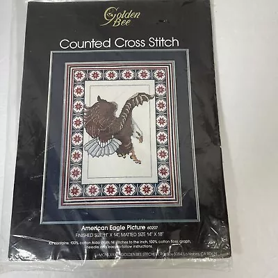 Golden Bee Counted Cross Stitch Kit American Eagle Picture 60207 New Sealed Kit • $10.87