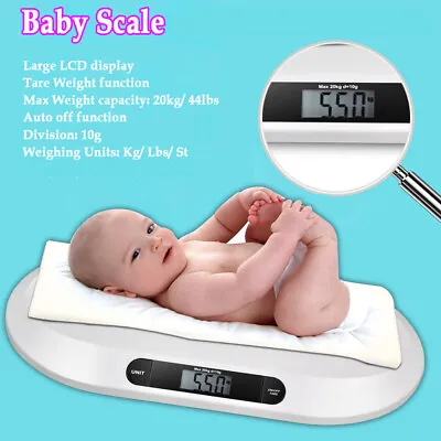 20kg Digital Electronic Scales Baby Weighing Scale Kitchen Scales Pet Cat Scale • £33.06